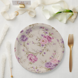 Elegante Pastel & Lila Garden Blooms" Pappteller