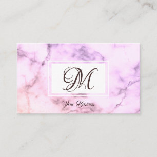 Elegante Pastel Lila Marble Stilftiges Monogramm Visitenkarte