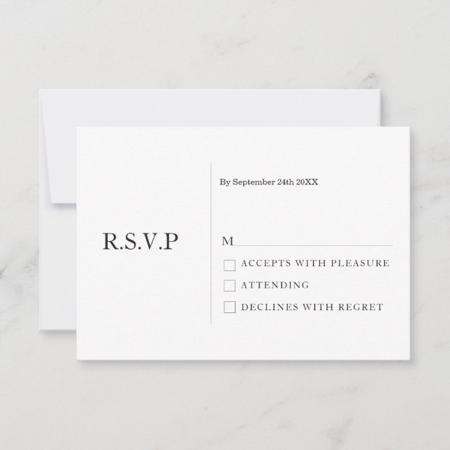 Elegante Pastel Minimal White Modern Wedding RSVP Einladung (Vorderseite)