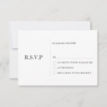 Elegante Pastel Minimal White Modern Wedding RSVP
