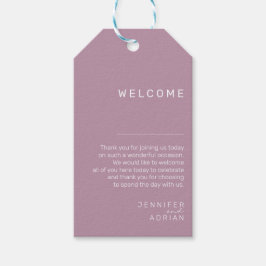 Elegante Pastel Minimale Lila Hochzeit Begrüßungsg Geschenkanhänger