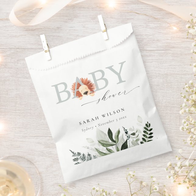Elegante Pastel Niedlich Boho Lion Foliage Baby Sh Geschenktütchen (Ausgeschnitten)