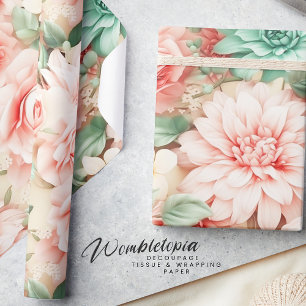 Elegante Pastel Peach Floral Wasserfarbe Geschenkpapier