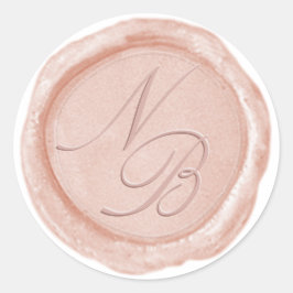 Elegante Pastel Peach Wax Siegel Monogram Aufklebe Runder Aufkleber
