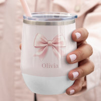 Elegante Pastel Pink Bow & Name Personalisiert