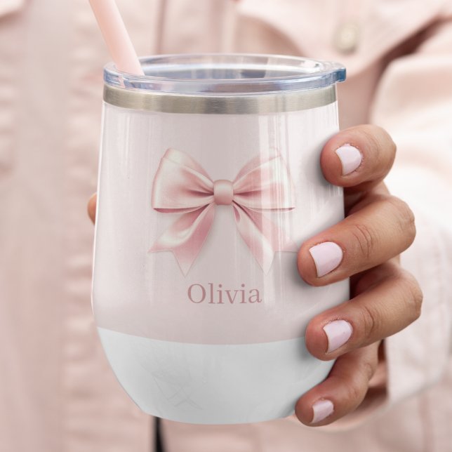 Elegante Pastel Pink Bow & Name Personalisiert (Von Creator hochgeladen)