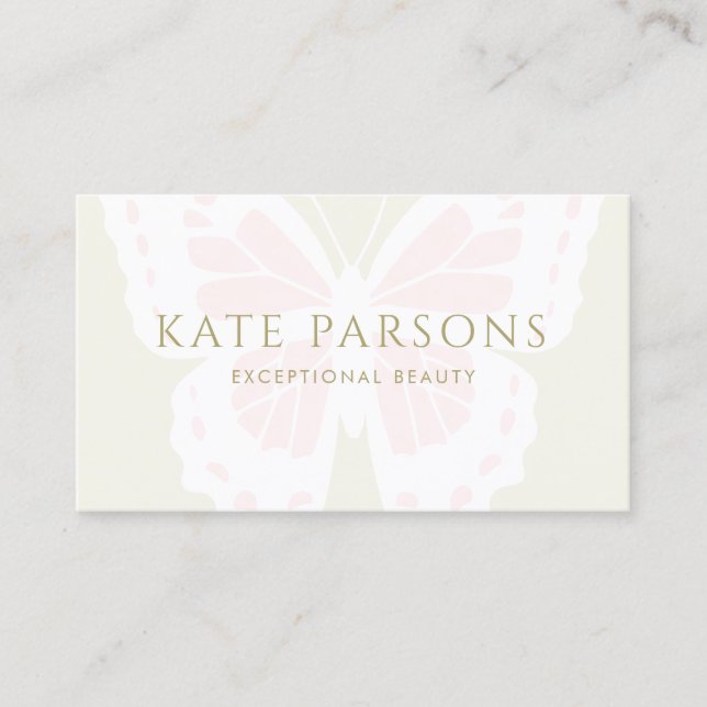 Elegante Pastel Pink Butterfly Visitenkarte (Vorderseite)