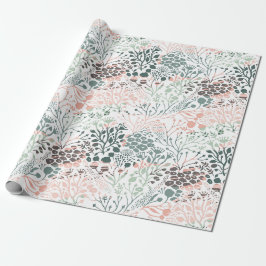 Elegante Pastel Pink Grüne Minze Blütenflora Botan Geschenkpapier