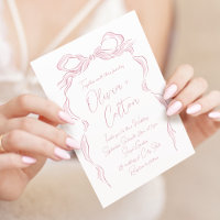 Elegante Pastel Pink Hand Drawn Bow Wedding
