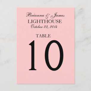 Elegante Pastel Pink Hochzeitskarte Tischnummer