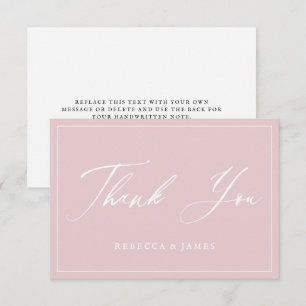 Elegante Pastel Pink-Kalligraphie-Skriptrahmen Dankeskarte
