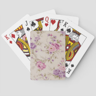 Elegante Pastel Pink & Lila Garden Blooms Spielkarten