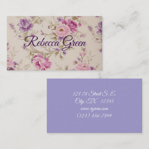 Elegante Pastel Pink & Lila Garden Blooms Visitenkarte
