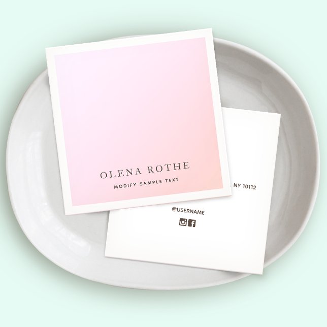 Elegante Pastel Pink Ombre Square Calling Card Telefonnummerkarte (Von Creator hochgeladen)