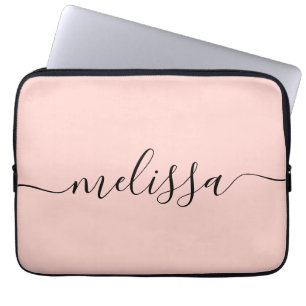 Elegante Pastel Pink Signature Script Name Laptopschutzhülle
