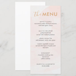 Elegante Pastel Pink Wedding Menükarte