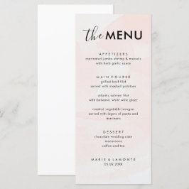 Elegante Pastel Pink Wedding Menükarte