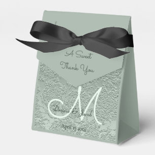 Elegante Pastel Sage Green Wedding Monogram Geschenkschachtel