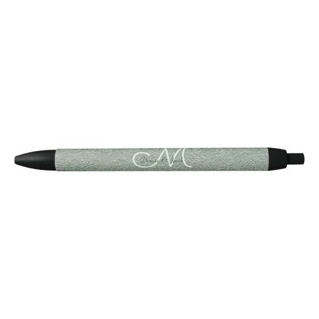 Elegante Pastel Sage Green Wedding Monogram Kugelschreiber (Vorderseite)