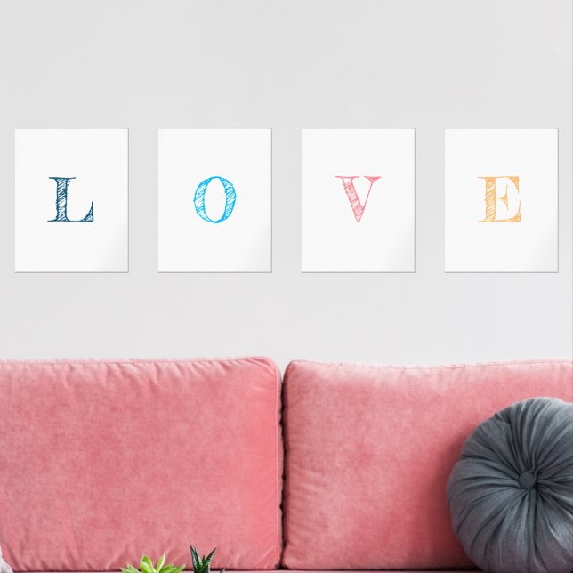 Elegante Pastel Shades Briefe die Word-Liebe Bilderwand Sets (Wohnzimmer)