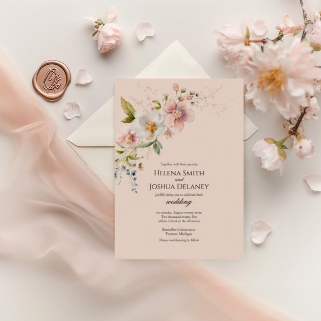 Elegante Pastel Spring Floral Wedding Card Einladung (Von Creator hochgeladen)