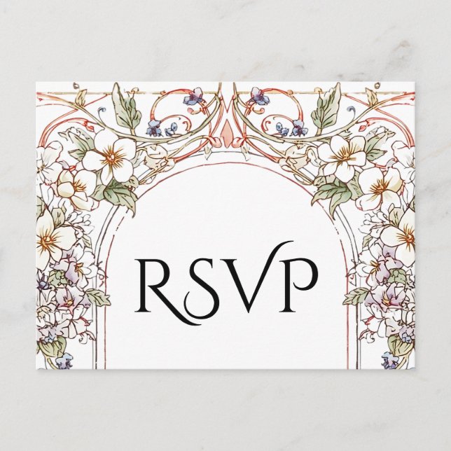 Elegante Pastel Vintager Blumenstrauß RSVP Postkarte (Vorderseite)