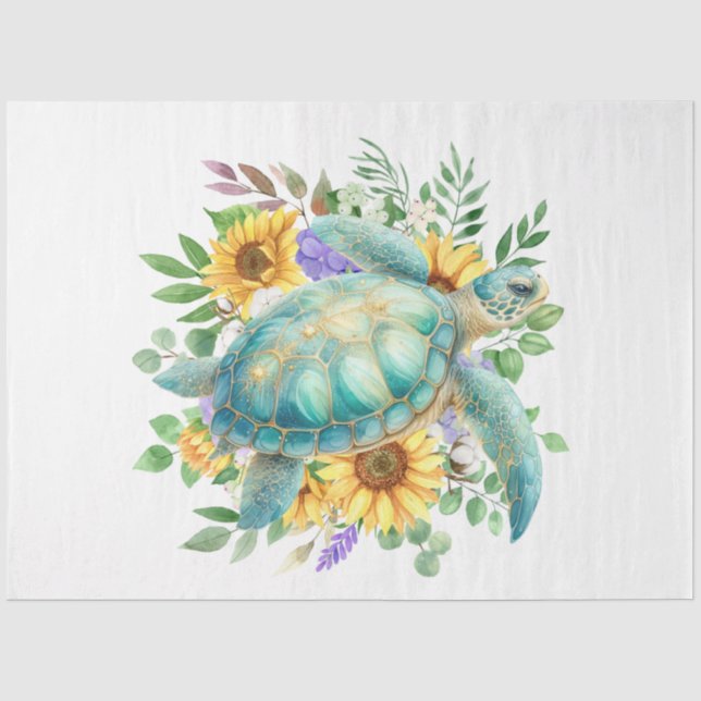 Elegante Pastel Wasserfarbe Meeresschildkröte Deko Seidenpapier (Vorderseite)