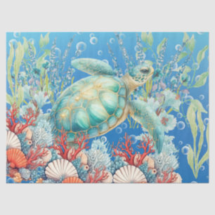 Elegante Pastel Wasserfarbe Meeresschildkröte Deko Seidenpapier
