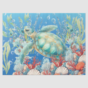 Elegante Pastel Wasserfarbe Meeresschildkröte Deko Seidenpapier