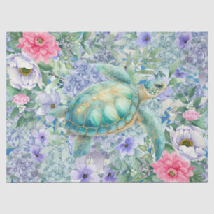 Elegante Pastel Wasserfarbe Meeresschildkröte Deko Seidenpapier