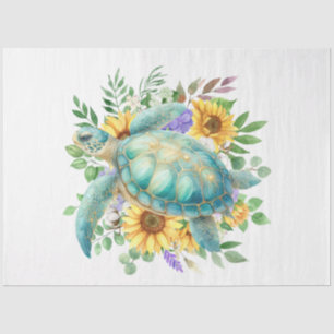 Elegante Pastel Wasserfarbe Meeresschildkröte Deko Seidenpapier