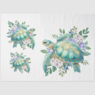 Elegante Pastel Wasserfarbe Meeresschildkröte Deko Seidenpapier