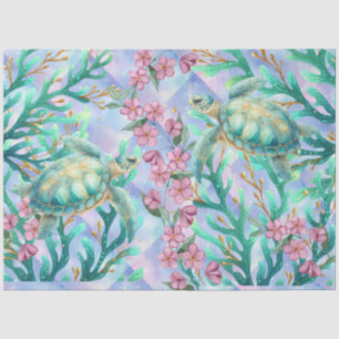 Elegante Pastel Wasserfarbe Meeresschildkröten Dec Seidenpapier