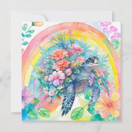 Elegante Pastel Wasserfarbene Meeresschildkröte Dankeskarte