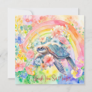 Elegante Pastel Wasserfarbene Meeresschildkröte Dankeskarte
