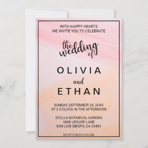 Elegante Pastel Watercolor Abstrakte Hochzeit Einladung