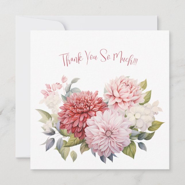 Elegante Pastel Watercolor Blume Danke Karte (Vorderseite)