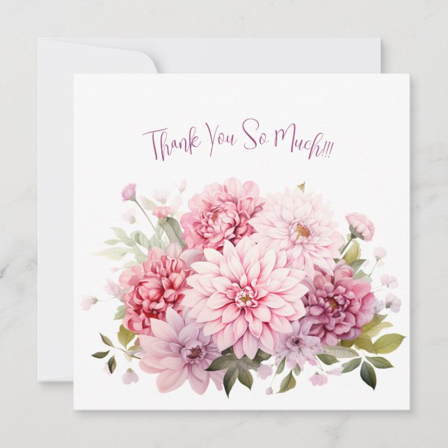 Elegante Pastel Watercolor Blume Danke Karte (Vorderseite)