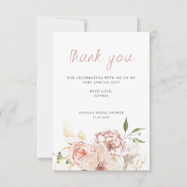 Elegante Pastel Watercolor Dankeskarte (Vorderseite)