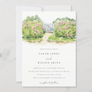 Elegante Pastel Watercolor Hütte Garden Einladung