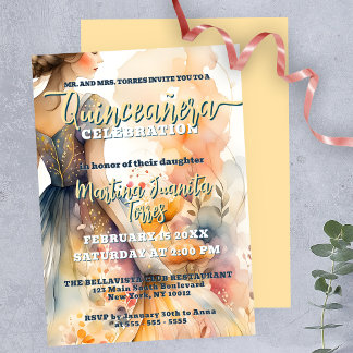 Elegante Pastel Watercolor Quinceñera Celebration Einladung