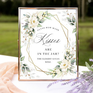 Elegante Pastel White Roses Wie viele Kisses Poster
