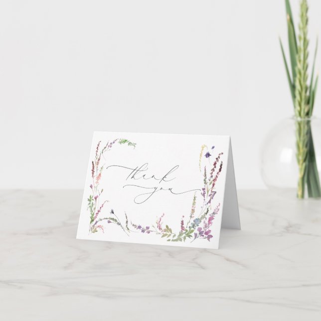 Elegante Pastel Wildblume Babydusche Danke (Vorderseite)