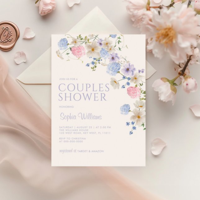 Elegante Pastel Wildblume Paare Dusche Einladung (Von Creator hochgeladen)