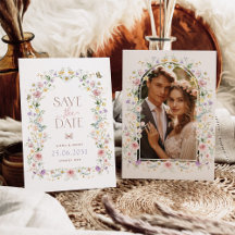 Elegante Pastel-Wildblumen Hochzeitssache Datum sp