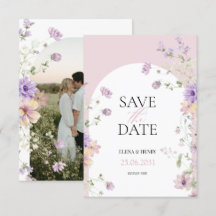 Elegante Pastel-Wildblumen Hochzeitssache Datum sp