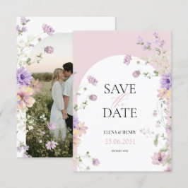 Elegante Pastel-Wildblumen Hochzeitssache Datum sp Einladung