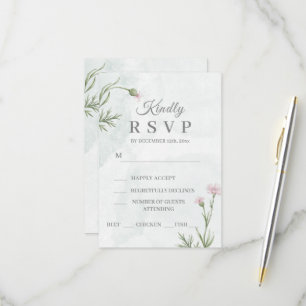 Elegante Pastell-Aquarell-Blumenhochzeit RSVP Karte