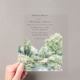 Elegante Pastell-Aquarell-Gartenhochzeit Acryleinladungen