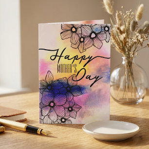 Elegante Pastell Blumen Aquarell Muttertag Karte